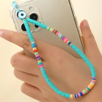free shipping telephone lanyard jewelry for women girl evil beaded gift clay colorful phone chain mobile phone case accorssires