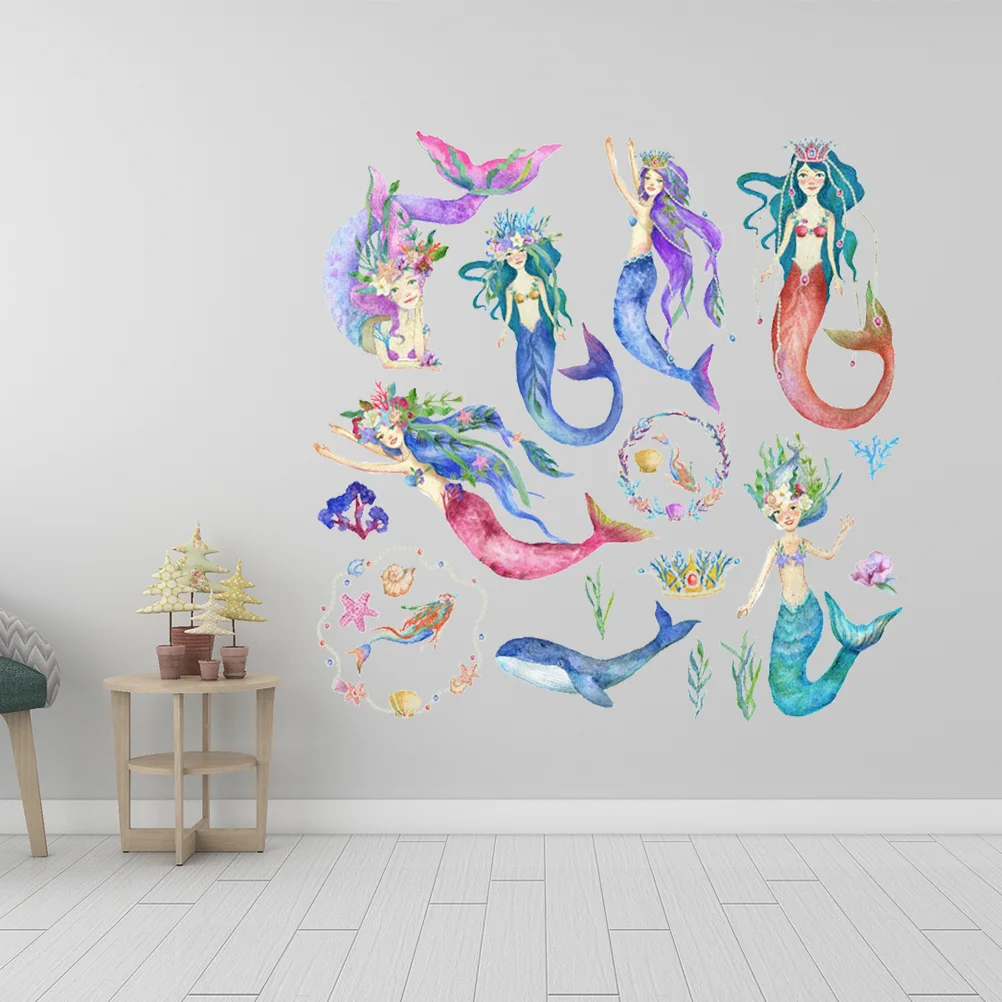 

Cartoon Stickers Cartoon Mermaid Wall Stickers Children Room Layout Reflective Free Collage Sticker Home Decoration Kids Room