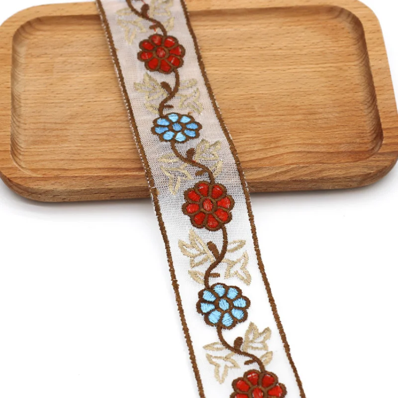 

10 Yards Vintage Multi-color Embroidered Ethnic Clothing Neckline Accessories Handmade DIY Lace