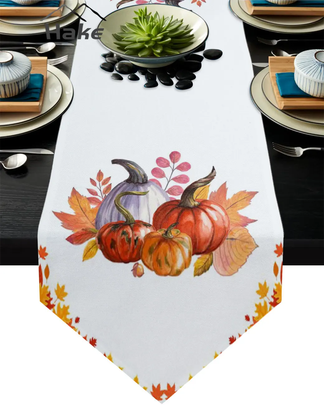

Autumn Sycamore Leaf Pumpkin Fashion Table Runners Cotton Linen Table Runner Wedding Party Decoration Home Table Runner