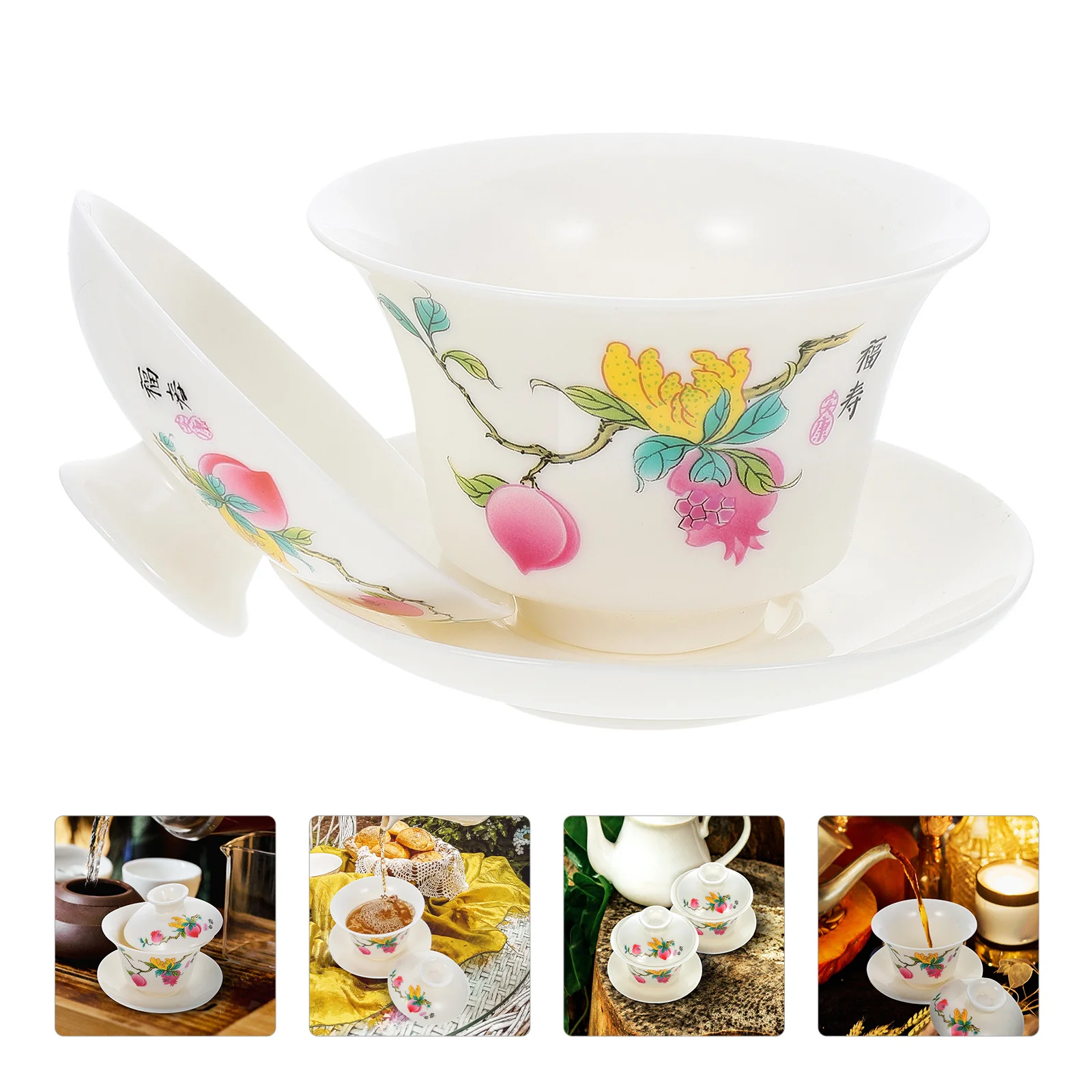 

Tea Set Cup Cups Chinese Bowl Pot Ceramic Asiansaucer Fu Kung Porcelain Turkish Teaware Traditional Teacups Decorative Sancai