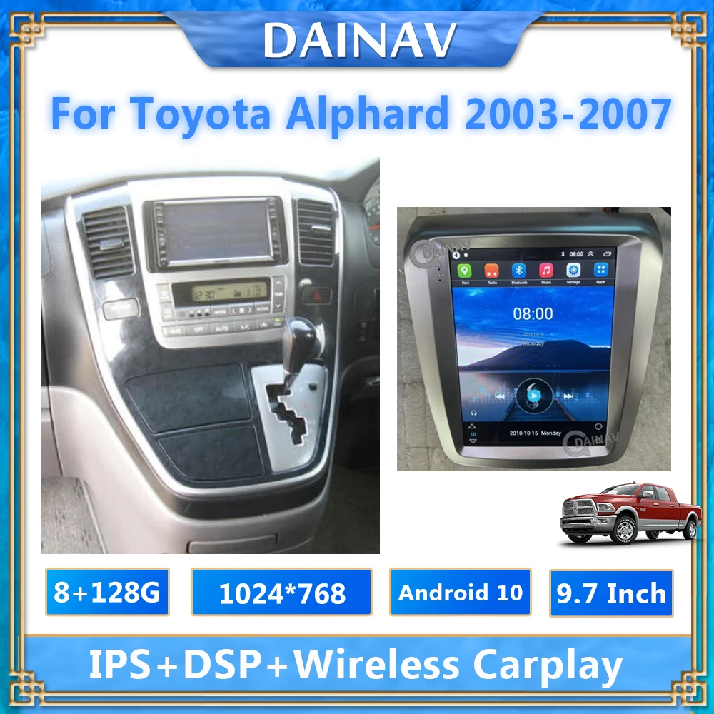 

Автомобильный радиоприемник с экраном Tesla, 8 + 128 ГБ, для Toyota Alphard 2002, 2003, 2004, 2005, 2006, 2007, автомобильная стереосистема, аудио, мультимедийный плеер, gps, carplay