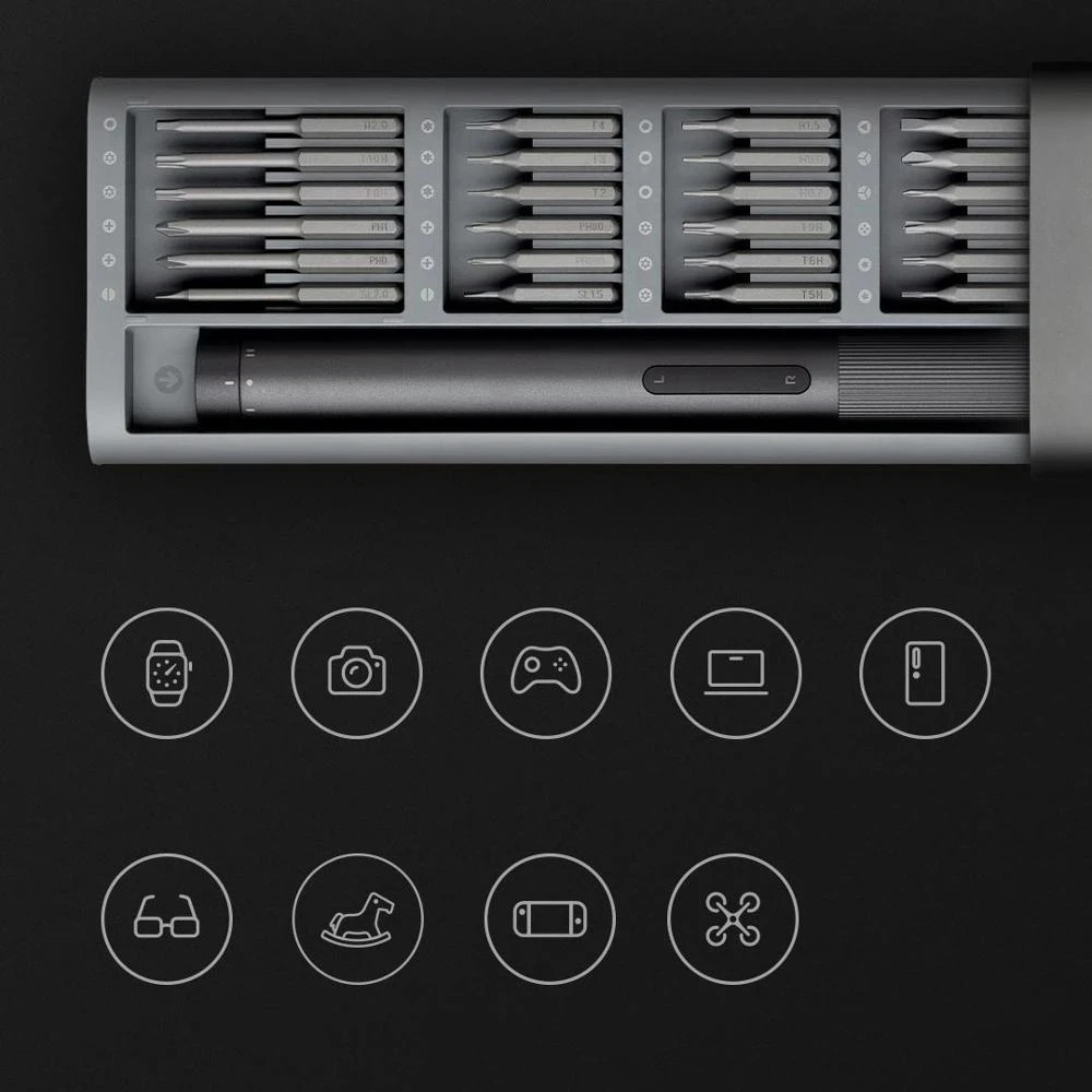 Фото Комплект электрических прецизионных отверток Xiaomi Mijia, 2 шестерни, крутящий момент 400, винт 1, перезаряжаемый магнитный алюминиевый корпус типа C, коробка №2