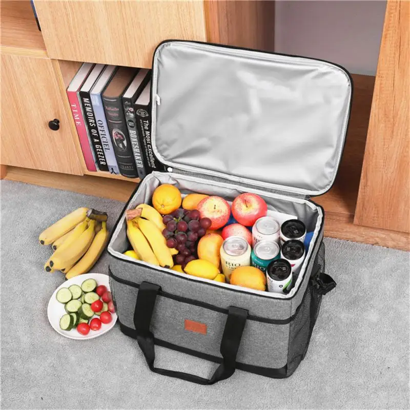 

Oxford Insulated Lunch Bag Large Capacity Outdoor PEVA Thermal Picnic Box with Shoulder Strap Water Resistant Cooler Pack