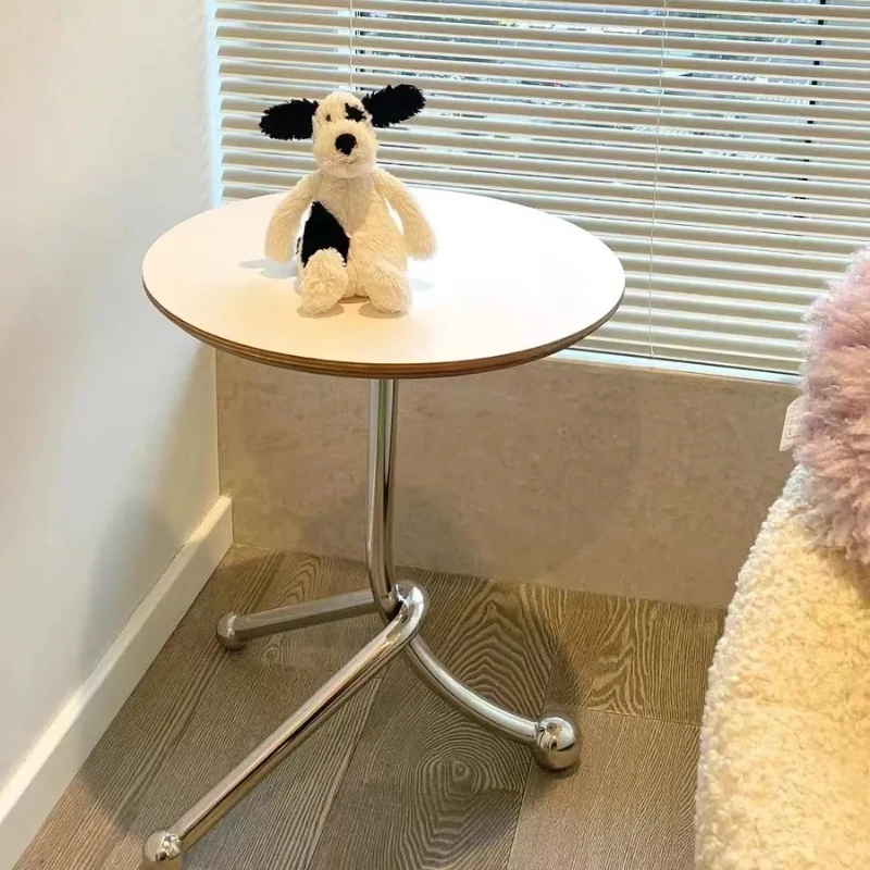 

Nordic Stainless Steel Side Table Minimalist Tea Coffee Table Ins Mini Coffee Table Bedroom Balcony J-shaped Corner Table