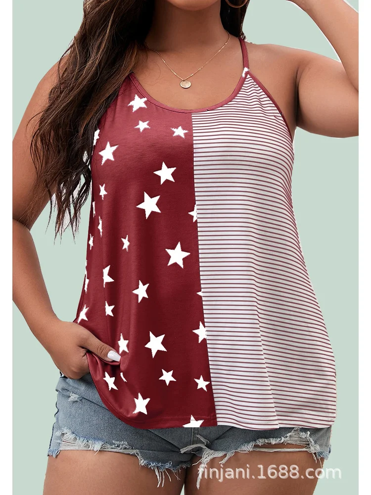 New Summer Strap Print Top women tops and bloues plus size tops for women  plus size blouse