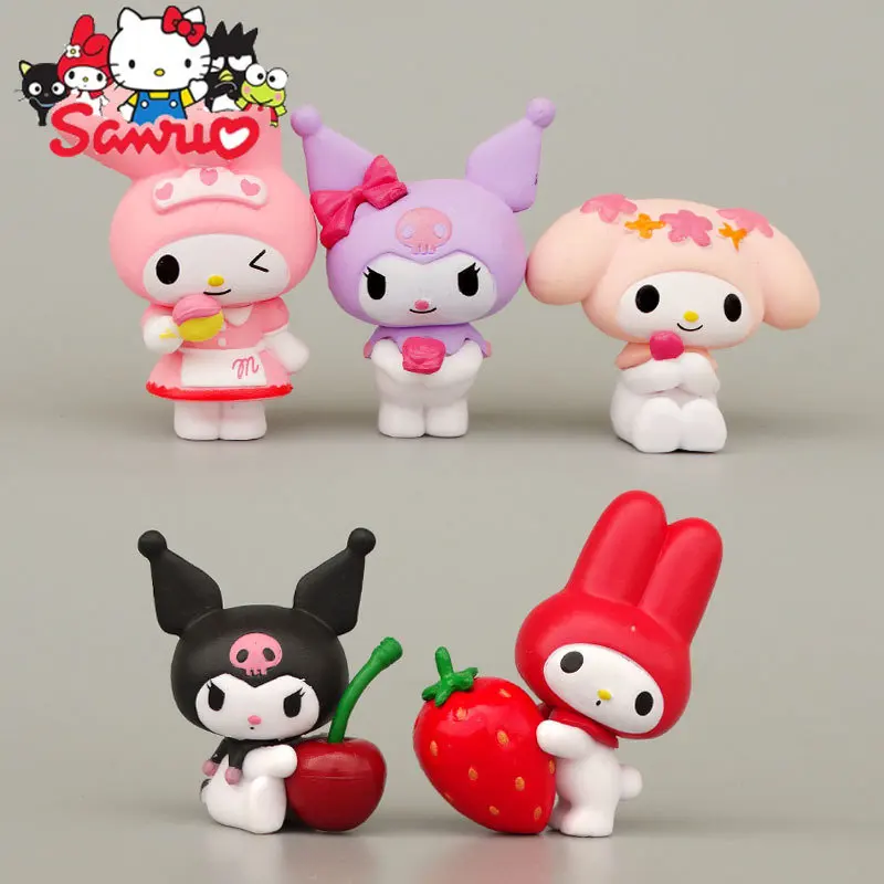 Купи Fruit Strawberry Serie Sanrio Melody Kuromi Hello Kitty Cinnamoroll Pochacco DIY Patch Figure Cake Decoration Ornament 3.4-5.5cm за 49 рублей в магазине AliExpress