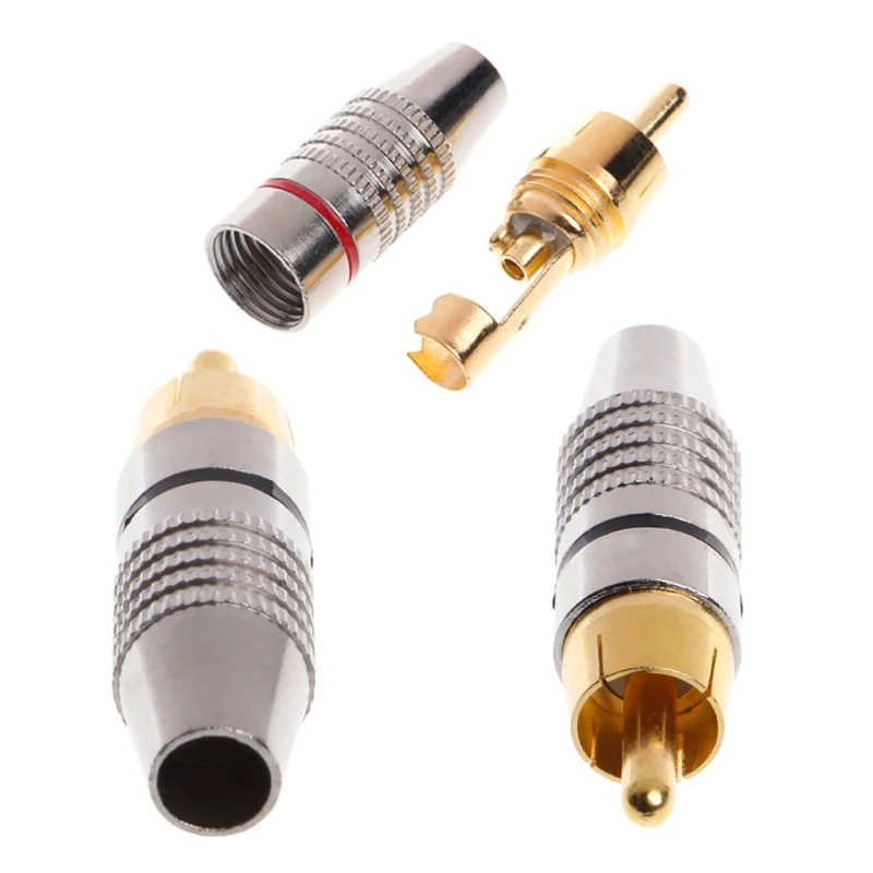 

Gold Plated Audio RCA Connectors RCA Male Plug Video Locking Cable for Audio Video Systems Coaxial Cable Audio Adapter 896C