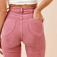 2021 candy colors pink blue jeans classic modern new bell bottom corduroy women cotton streetwear trousers flare pants corduroy