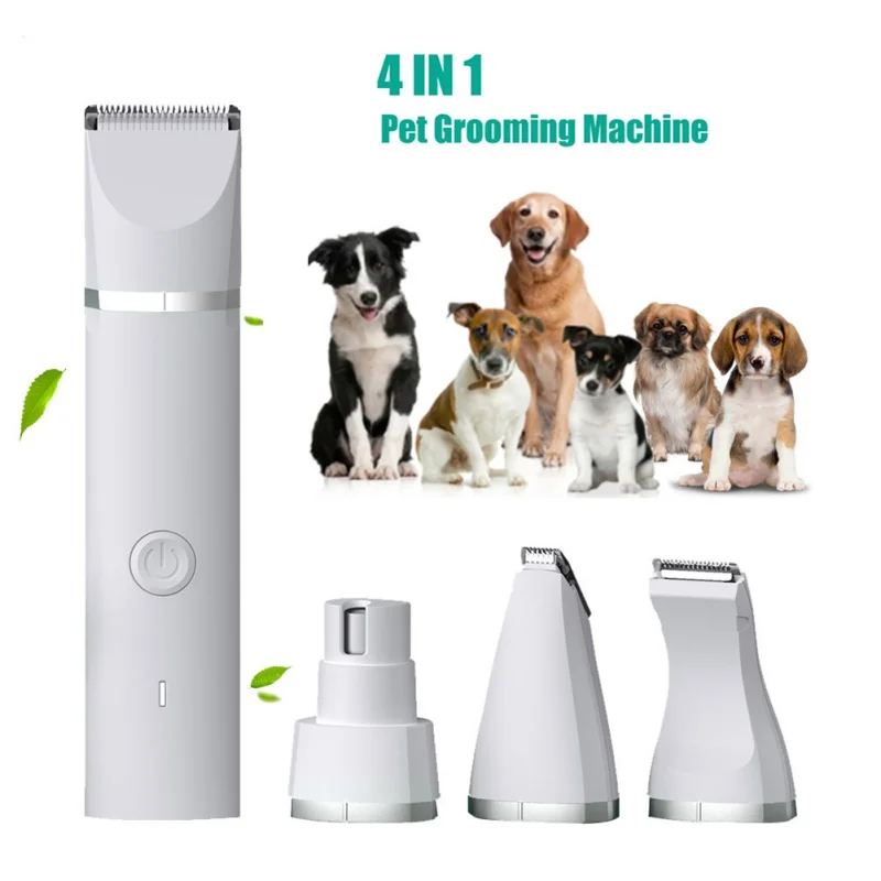

4 in 1 Dog Grooming Kit Clippers Electric Quiet Rechargeable Cordless Pet Hair Thick Coats Trimmers Shaver for Small Large Dog