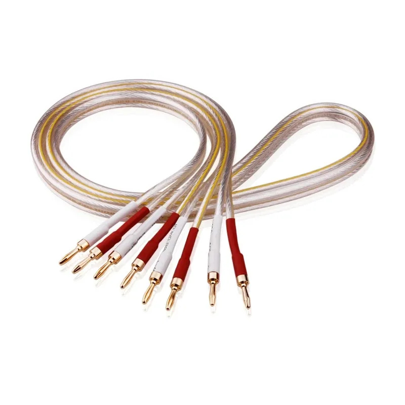 Hifi Silver Plated Speaker Cable 6N OFC Oxygen Free Copper Banana Plug Hi-end Wire Jumper Biwire Amplifier CD Player - купить по