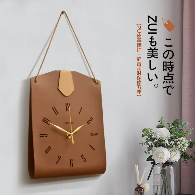 

Handbag Shape Wall Clock Modern Art Clock Hanging Wall Retro Leather Home Living Room Bedroom Decoration Mute Wall Clock