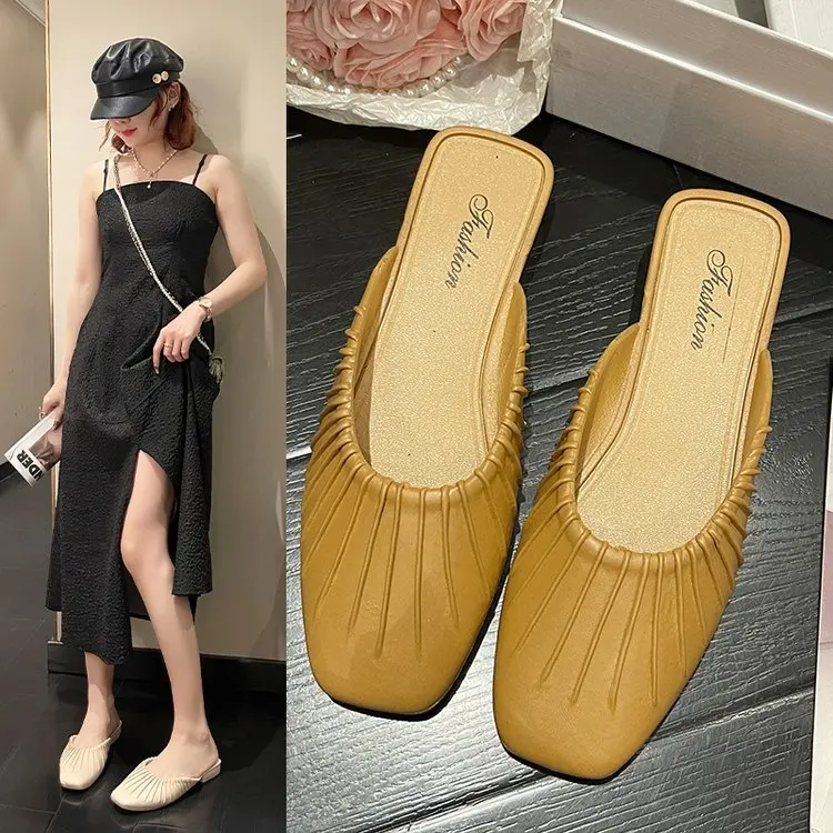 

2023 Women Girls Flats Stylish PU Leather Soft Rubber Comfort In Style Slppers for Ladies Dress Casual Wear