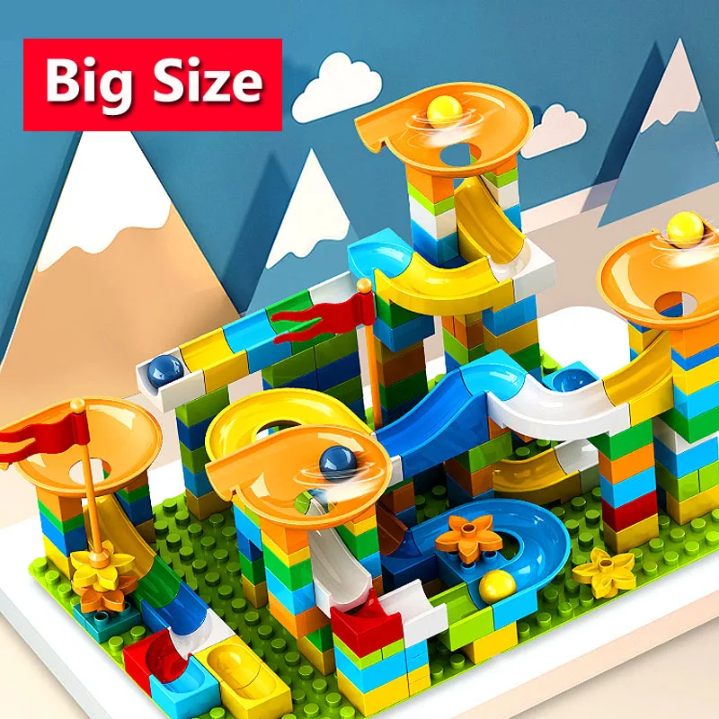 

Big Size Building Blocks Marble Race Run Maze Game Plastic Funnel Slide Blocks Assemble Bricks Educational Toys for Kids Gifts