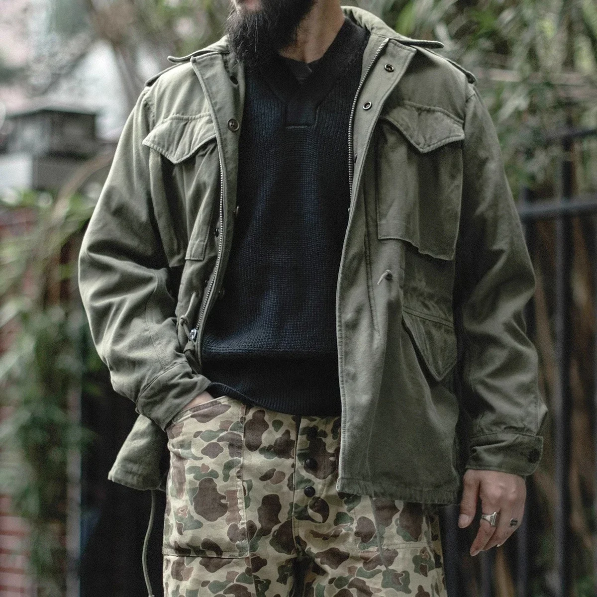 Bronson WWII USAAF Type A-1 Mechanic Sweater Men Heavyweight V-Neck Knit Jumper