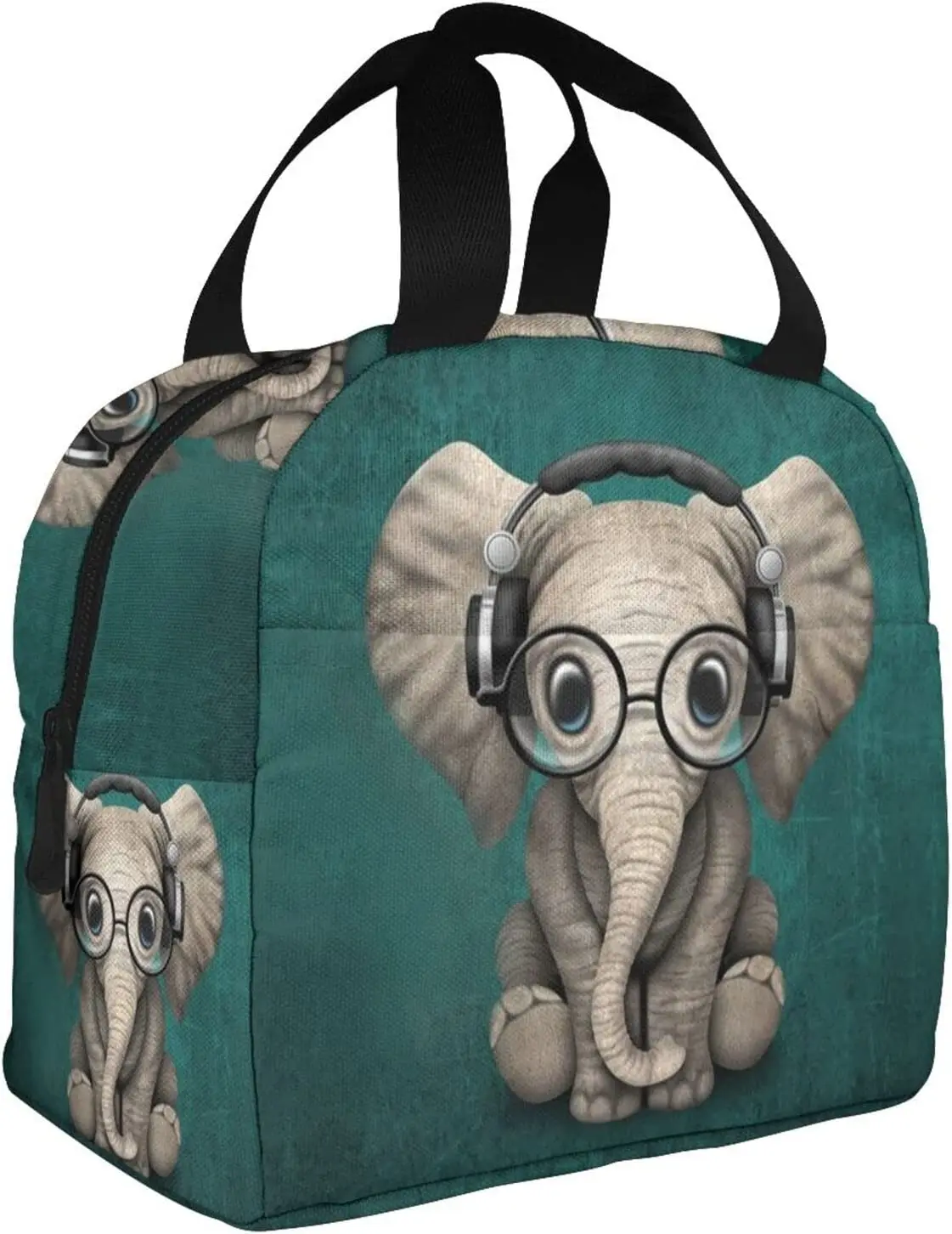 

Cute Baby Elephant Lunch Bag for Women Insulated Lunch Box with Front Pocket Reusable Tore Bag for Office Work Picnic Travel