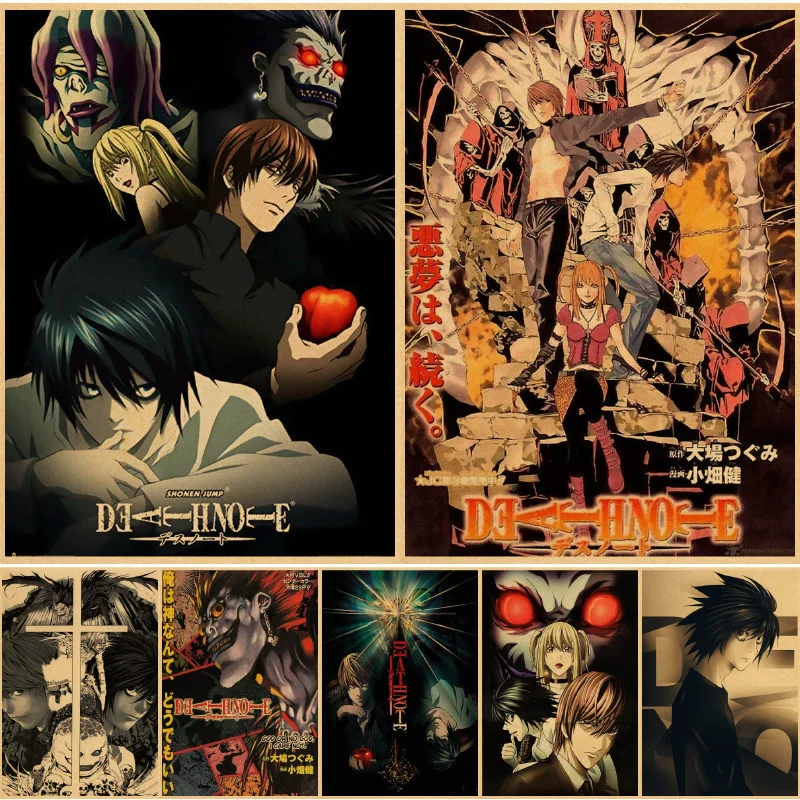 

Настенные постеры Death Note, винтажный настенный плакат, картина для спальни, домашний аниме декор, Художественная печать, мусульманские насте...