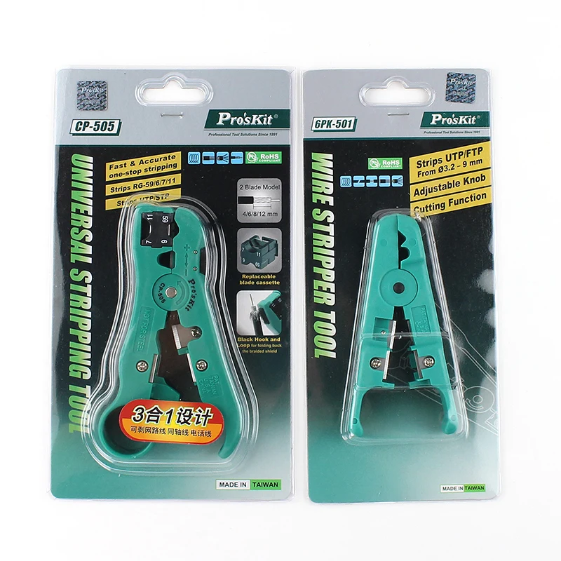 2 IN 1 Kit Pro'sKit CP-505 + 6PK-501 Group Universal Stripping Tool Multifunctional Crimping Stripper With High Quality