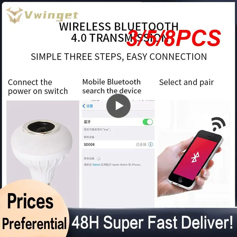 

3/5/8PCS 12w Stage Light Dimmable Intelligent Music Bulb Lamp Wireless Music Stage Lamp Music Light Bulb Smart Home