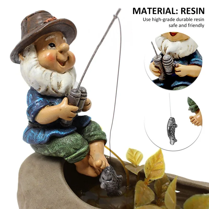 

Creative Fishing Dwarf Statue Ornaments Outdoor Garden Yard Pond Landscape Resin Gnome Sculpture Handicraft Home Decor