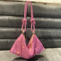 luxury designer hobo shoulder bag handle shining rhinestones evening clutch bag purse crystal purses and handbag hobo bags