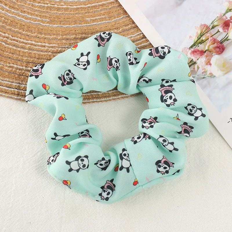 Оптовая продажа дешевые шифоновые эластичные резинки для волос с принтом панды