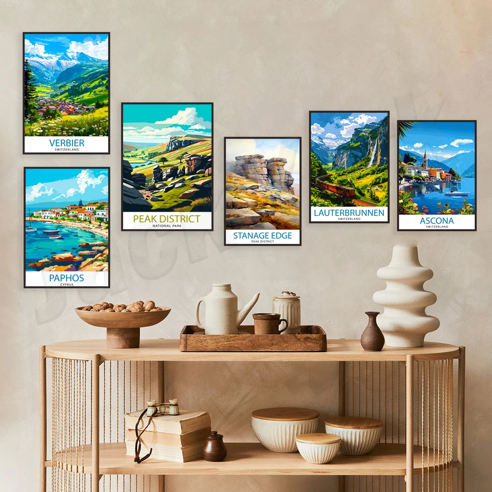 Фото Loch Lomond, Scafell Pike, Ascona, Lauterbrunnen, Verbier, Buttermere Lake District, Paphos, Cyprus, Stanage Edge дорожный постер №3