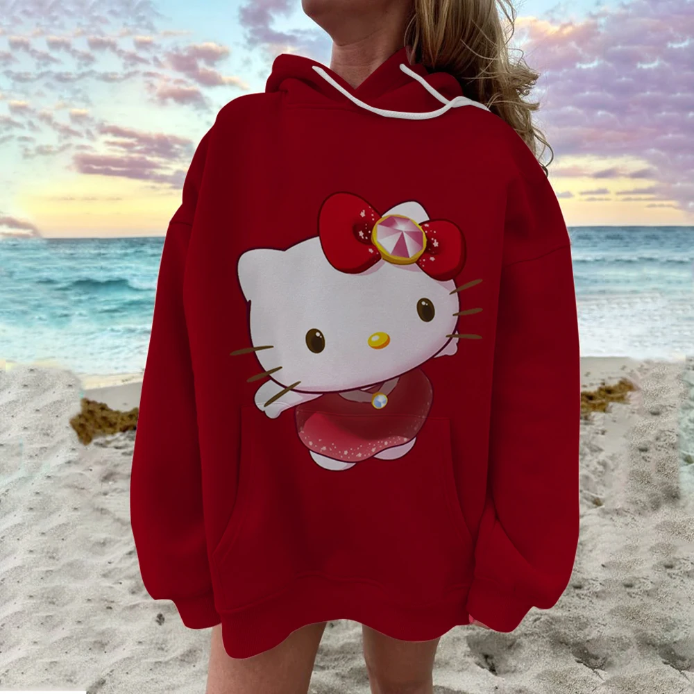 Женская толстовка Hello Kitty женская Capuz Infantil Harajuku для девочек толстовки 3D
