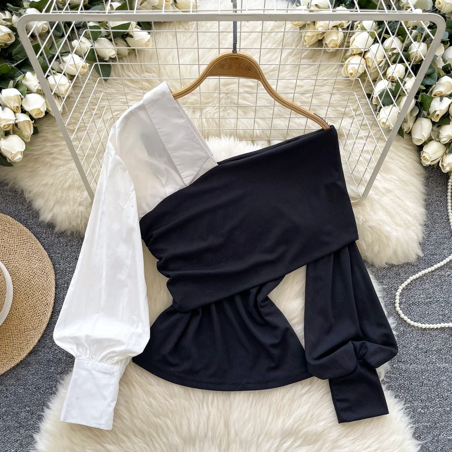 Элегантный винтажный топ с длинными рукавами и v-образным вырезом шикарная