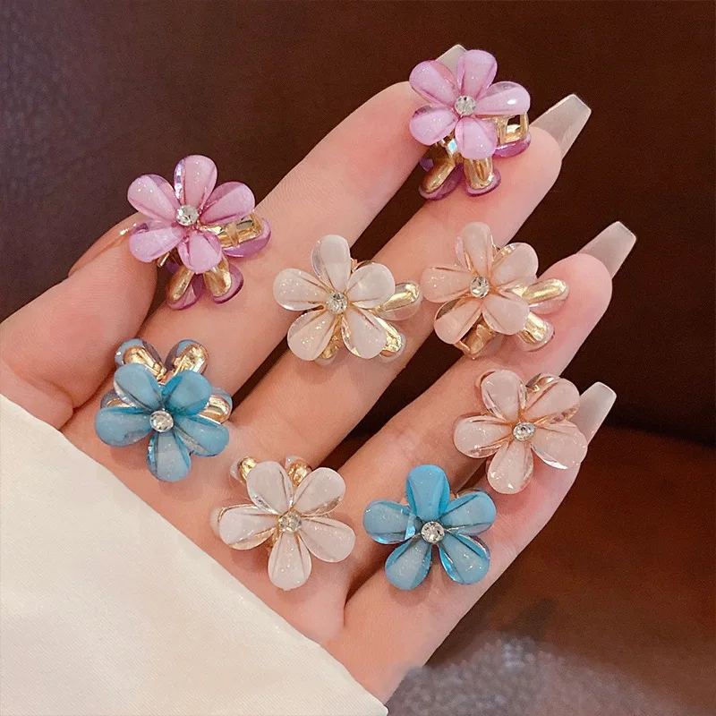 

8pcs/set BB Clip Flower Mini Grab Clip Sweet Hair Clips Girl Side Hair Accessories Bangs Clip Broken Hairclip Headdress Hairpin