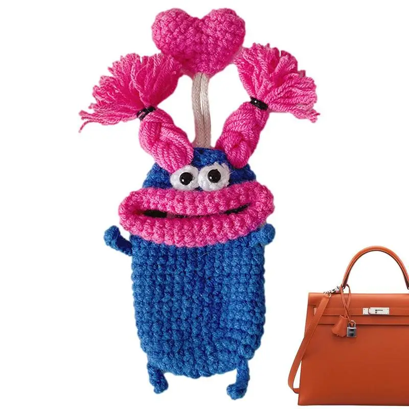 

Car Key Holder Keyring Cartoon Sausage Mouth Key Cover Handmade Vehicle Key Holder All-Around Protection Key Bag For Auto Home