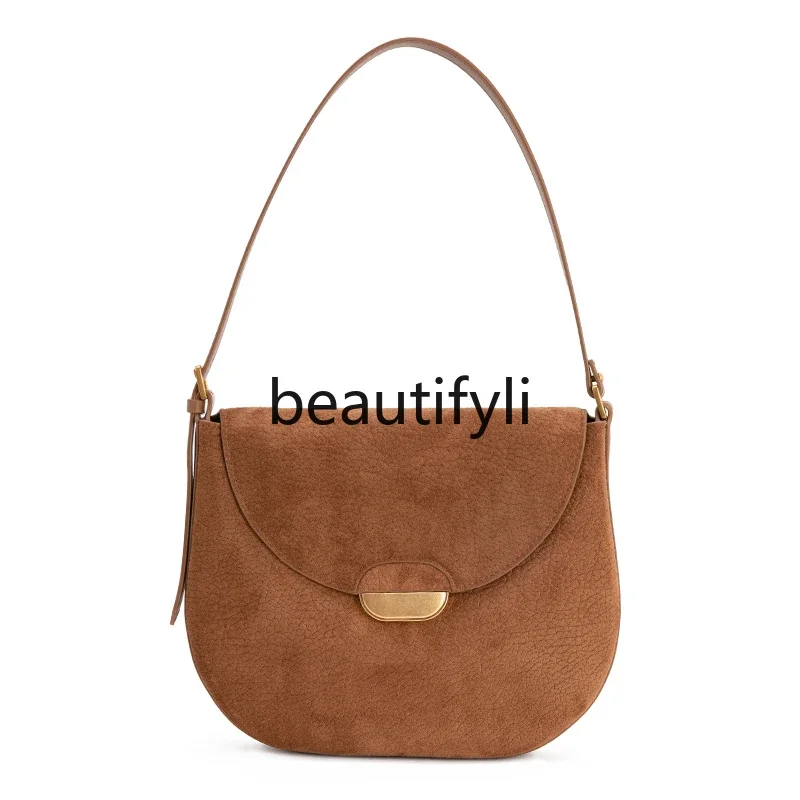 Сумка-седло женская через плечо из натуральной воловьей кожи