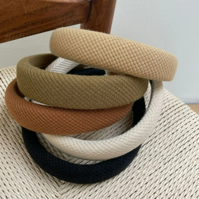 

INS wool plaid plate hair sponge heightened wide-brimmed headband female pressure hairpin hair accessories headhoop headband