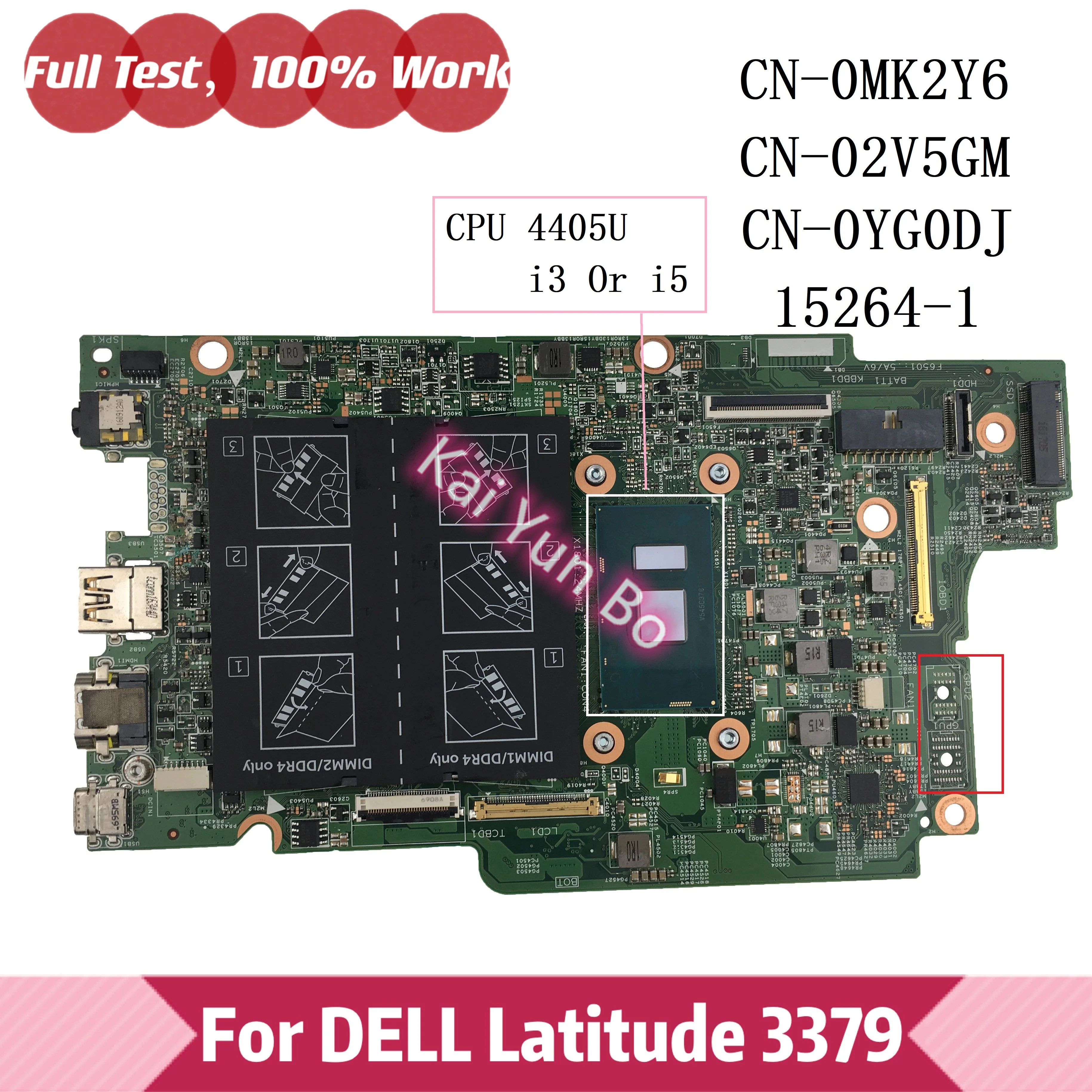 

Материнская плата 15264-1 ноутбук DELL Latitude 13 3379 Материнская плата ноутбука YG0DJ CN-0YG0DJ 2V5GM 0MK2Y6 02V5GM с процессором 4405U I3 I5