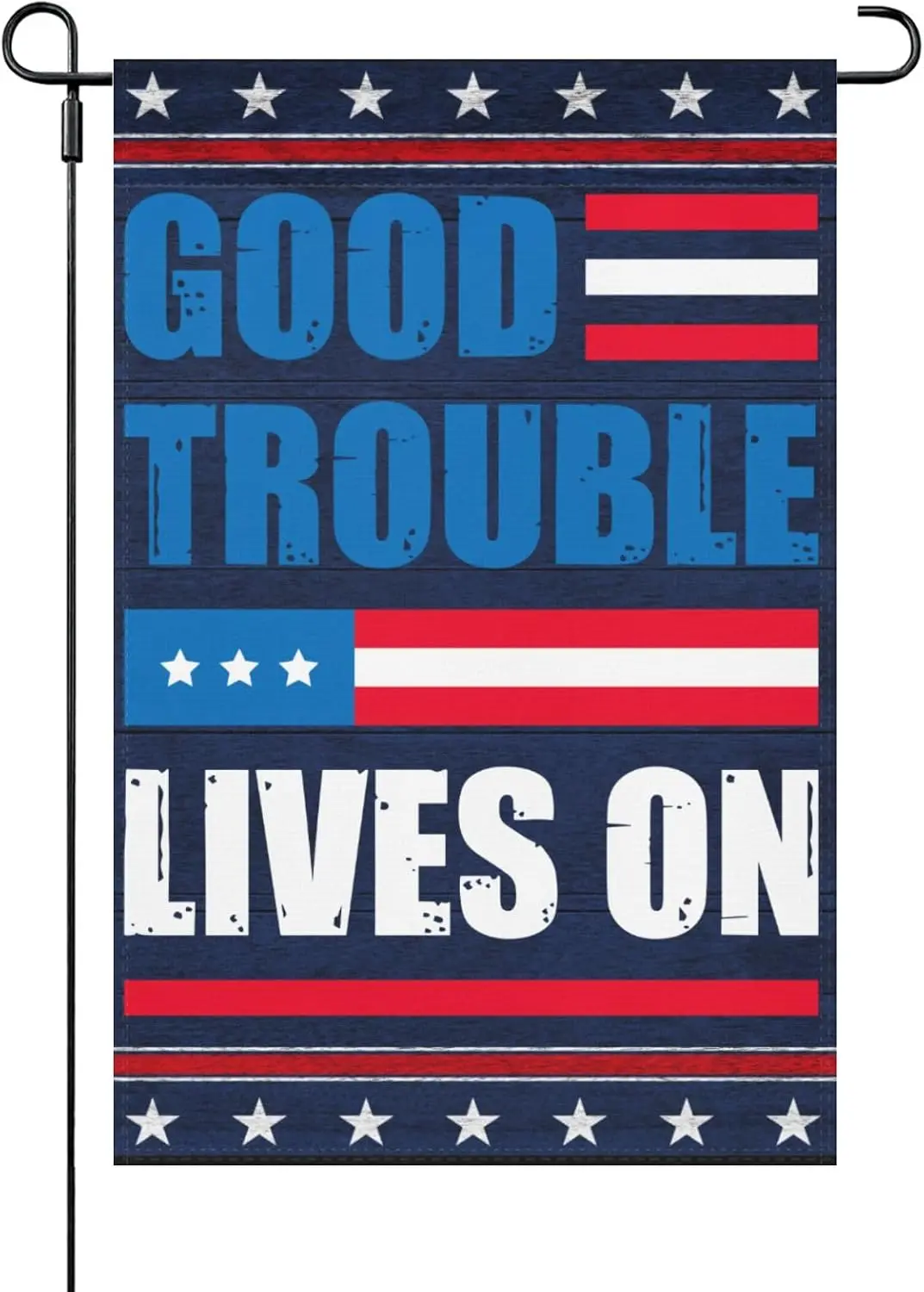 Фото Винтажные баннеры и садовые флаги с надписями для протестов: Good Necessary Trouble Lives On, MME, UUV, HHM, UUX №1