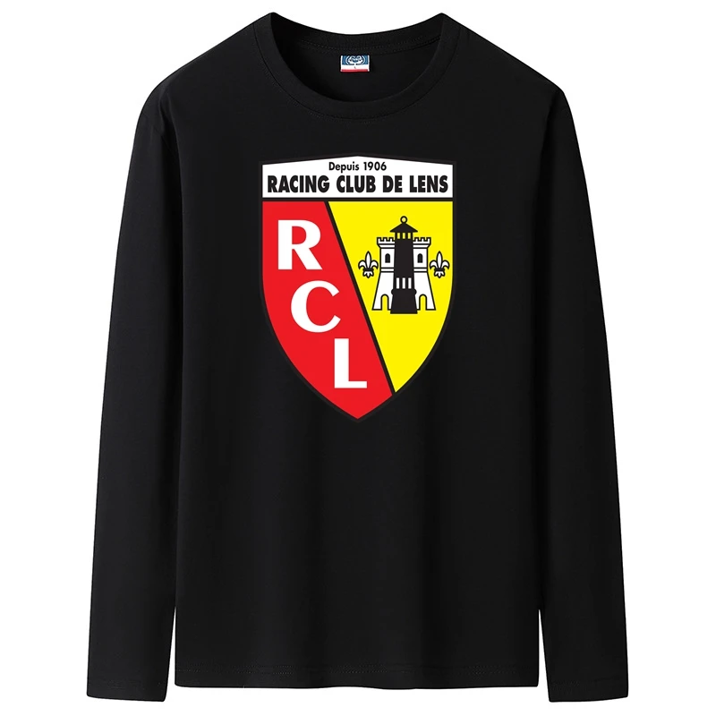 

Мужская хлопковая футболка с длинным рукавом и круглым вырезом