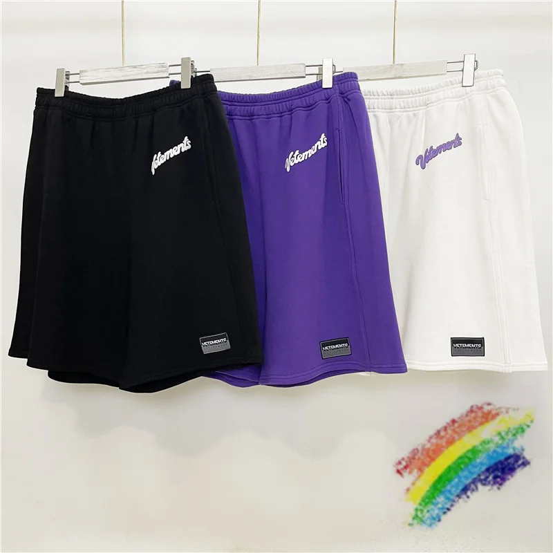 

Foam Printing Purple VETEMENTS Shorts Men Women 1:1 High Quality Fashion Vetements Shorts VTM Breeches