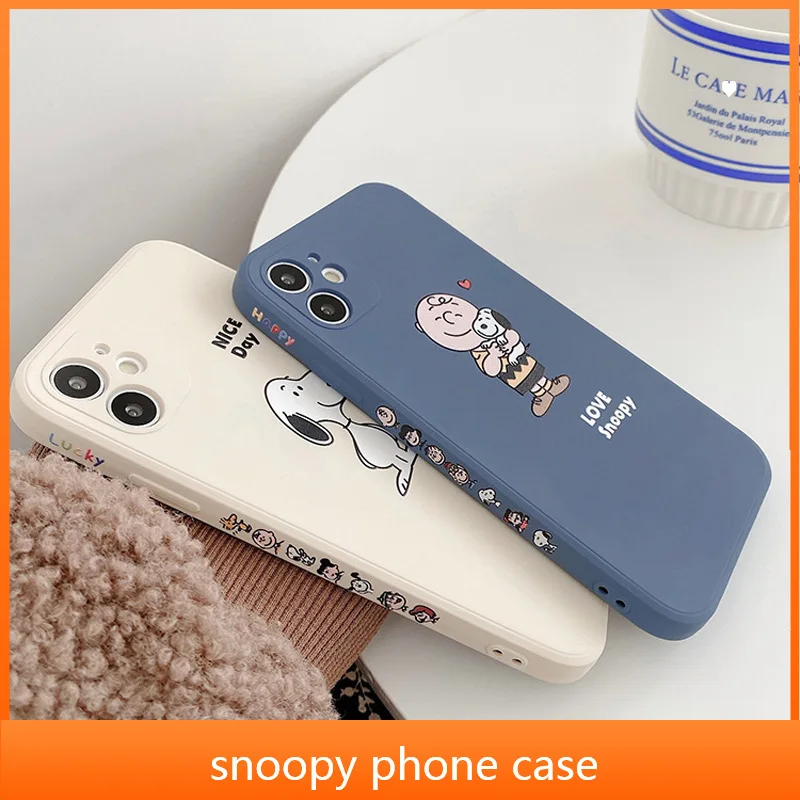 

Applicable iphone 13 pro max Phone Case 12 Silicone XR Side Xsmax All-Inclusive Protective Case 7P Snoopy Dog 11 xs x xr case