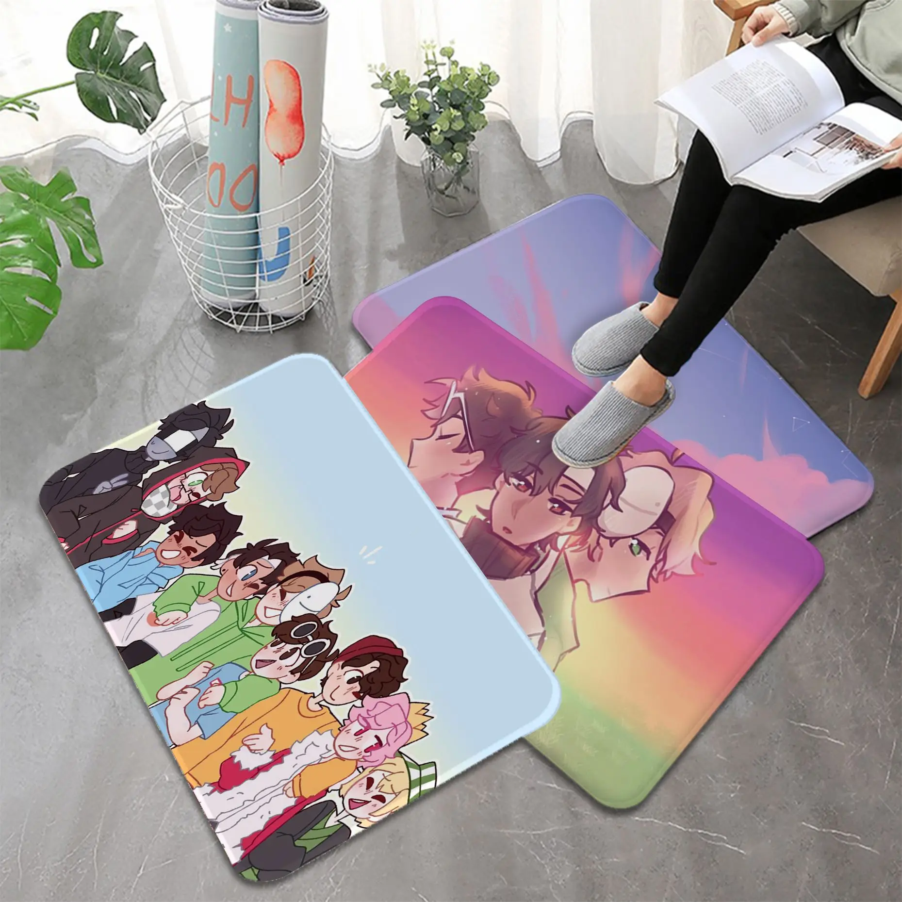 

Dream Smp anime Printed Flannel Floor Mat Bathroom Decor Carpet Non-Slip For Living Room Kitchen welcome Doormat Entrance Rug