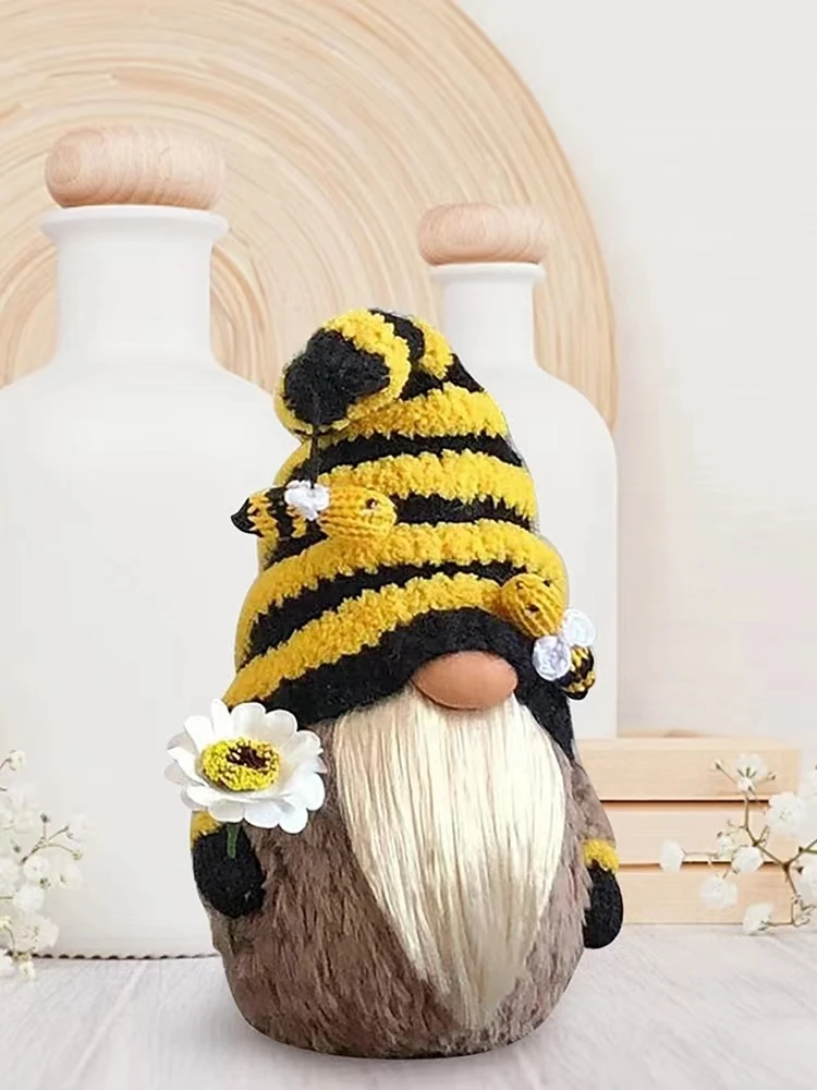 

Кукла Шмель безликовая в пасхальную полоску, подарок для пожилых людей, вязаный Подсолнух, плюшевые фигурки, миниатюрные игрушки