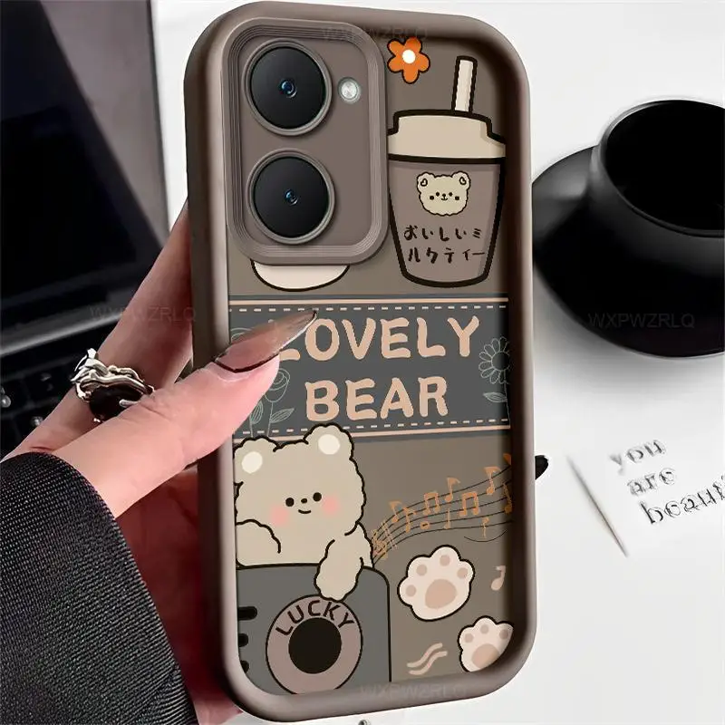 Чехол для телефона с рисунком медведя vivo Y18 Y36T Y03T Y18E Y03 Y28S модный все включено