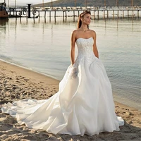 beach classic sweetheart wedding dresses for women lace appliques a line wedding gown for bride boho backless robe de mari%c3%a9e
