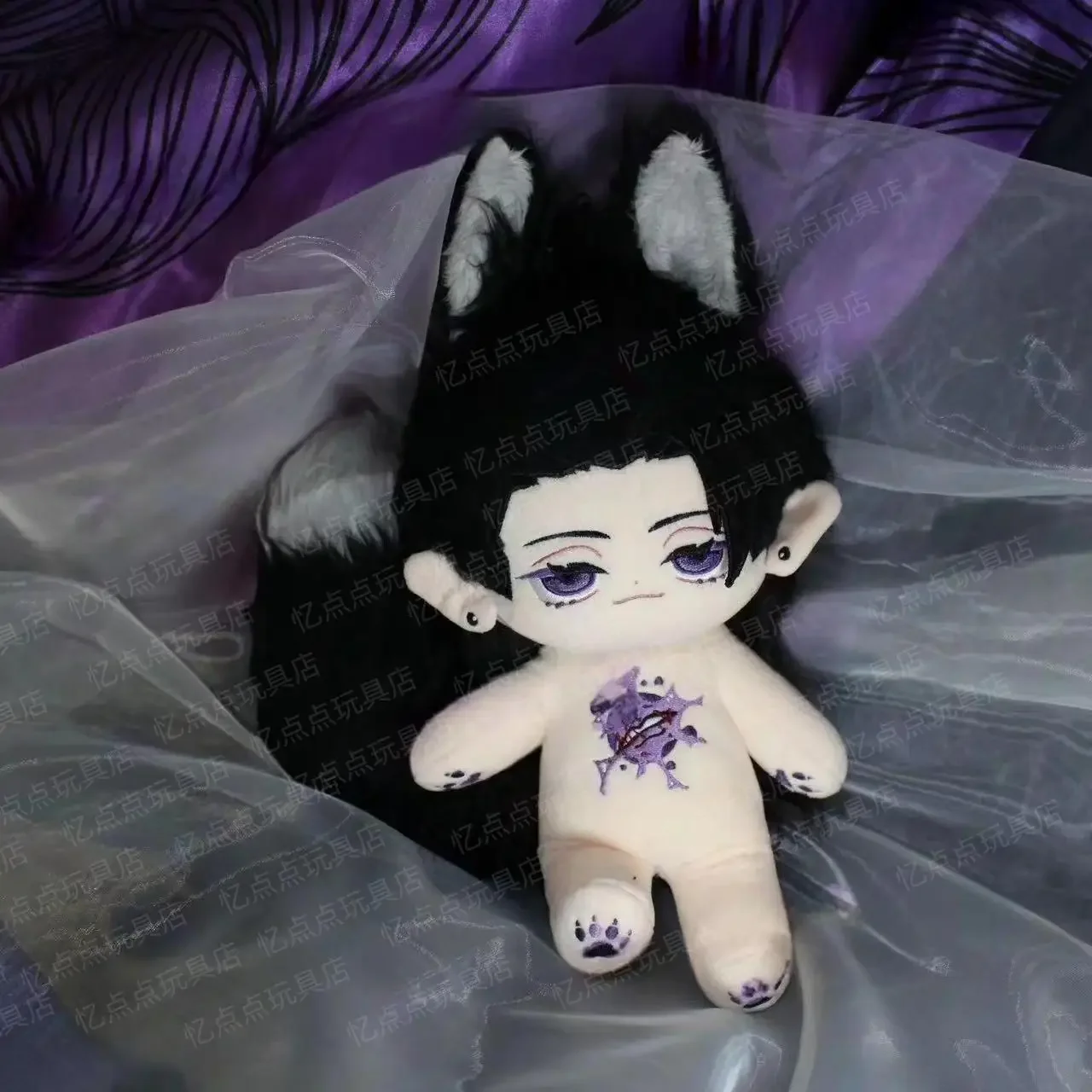 

Anime Satoru Gojo Jujutsu Kaisen Geto Suguru Monsters Ear Tail Cosplay Plush Stuffed Doll Cotton Body Dress Up Doll Plushie 20cm