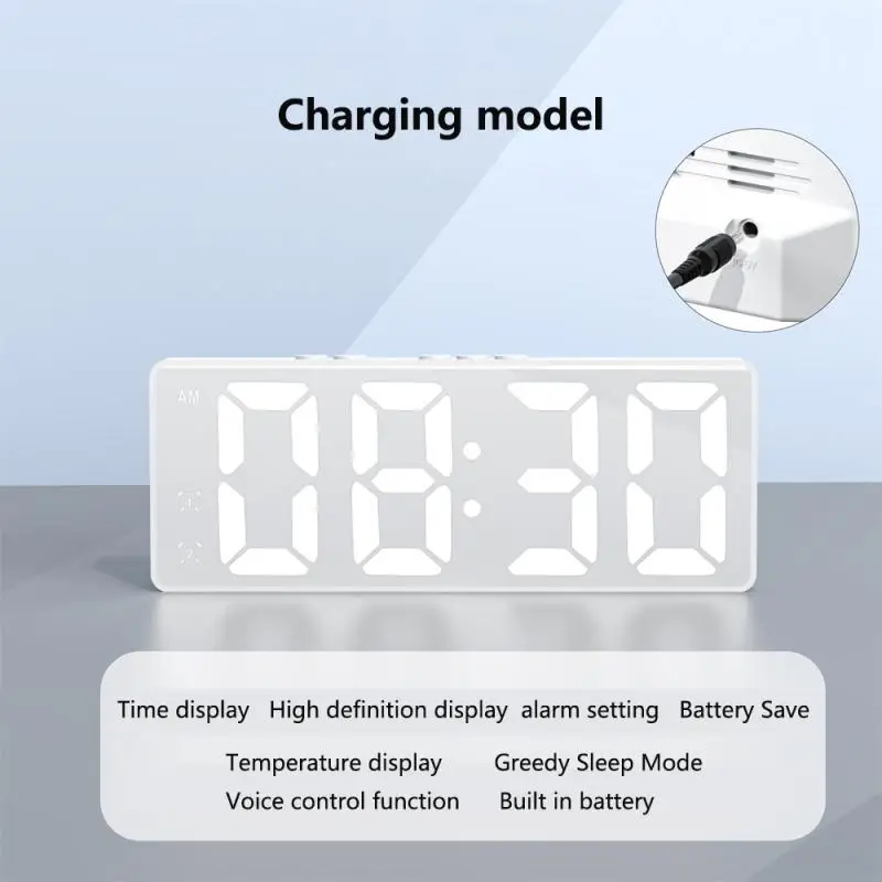 

Простой Женский Электронный будильник, студенческий подключаемый двухцелевой маленький будильник, цифровые часы с голосовым управлением и термометром