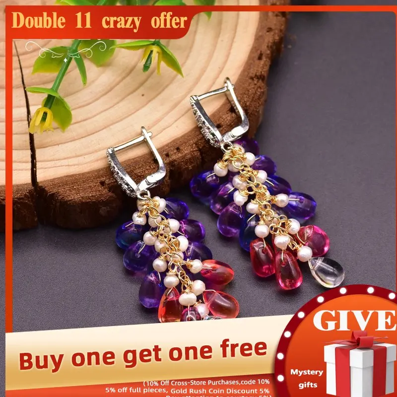 

Женские Длинные вечерние Ги-подвески с натуральным кристаллом