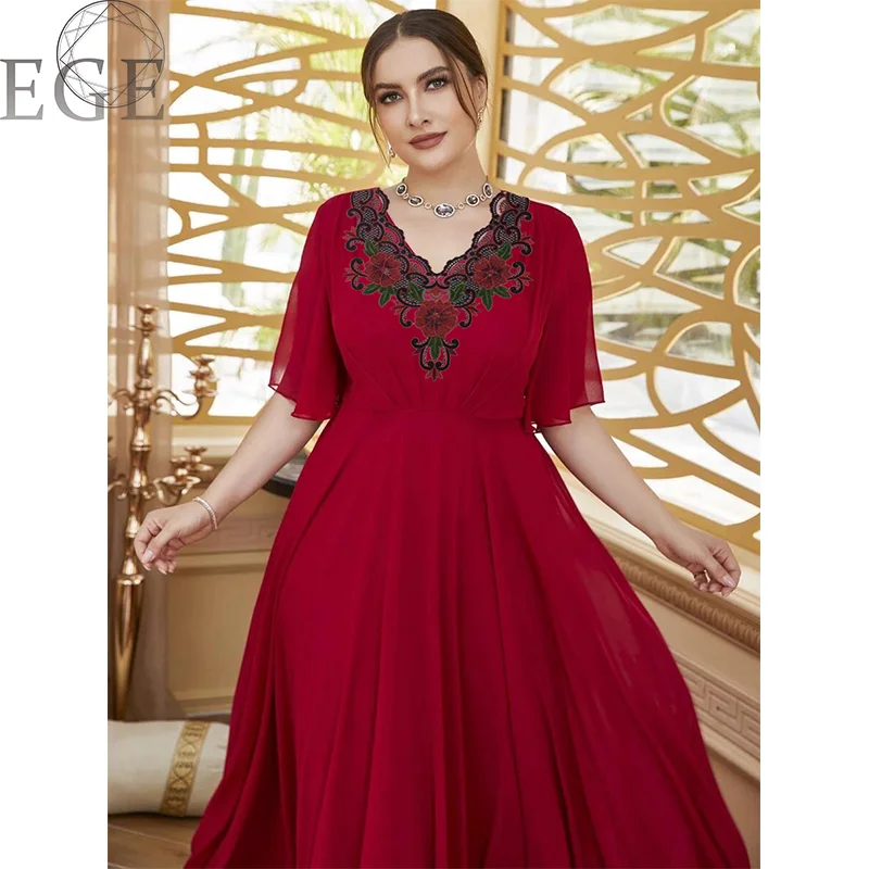 Red Evening Plus size Elegant Dresses For Chubby Women Elegant Casual Women Dresses Elegant Luxury Long Evening Dress 4XL