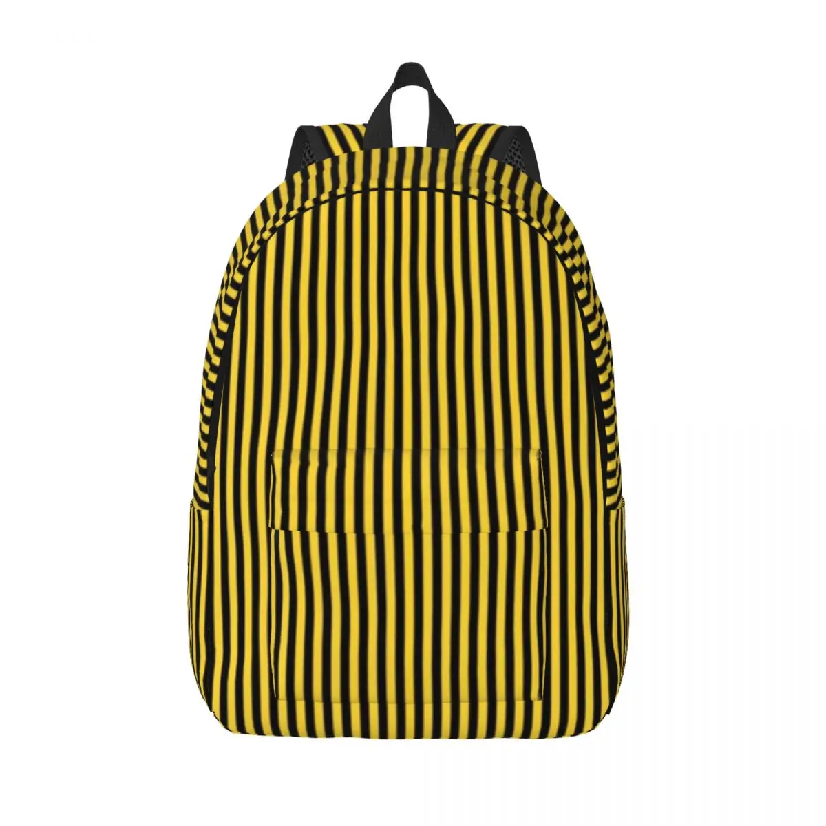 

Vertical Striped Backpack Yellow and Black Camping Backpacks Student Custom Big School Bags Fun Rucksack