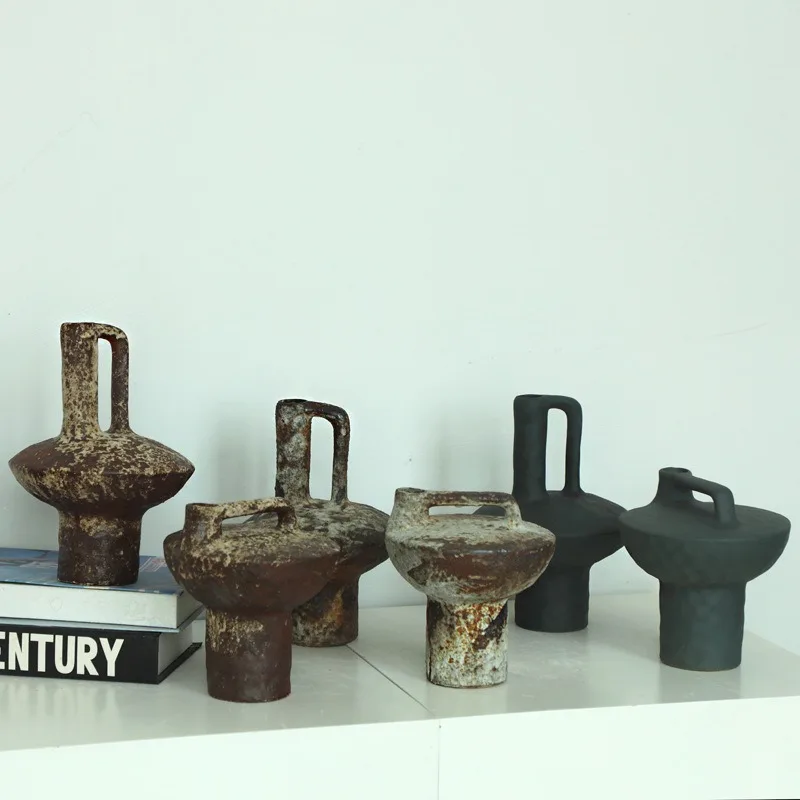 Керамическая ваза грубая керамическая цветочная композиция винтажная ручная