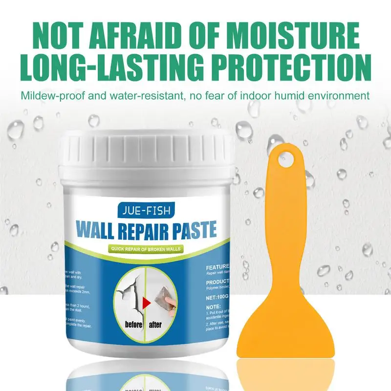 

Wall Repair Paste Drywall Mending Cream Paint Peeling Crack Holes Filler Graffiti Repairing Covering Agent With Scraper 100g