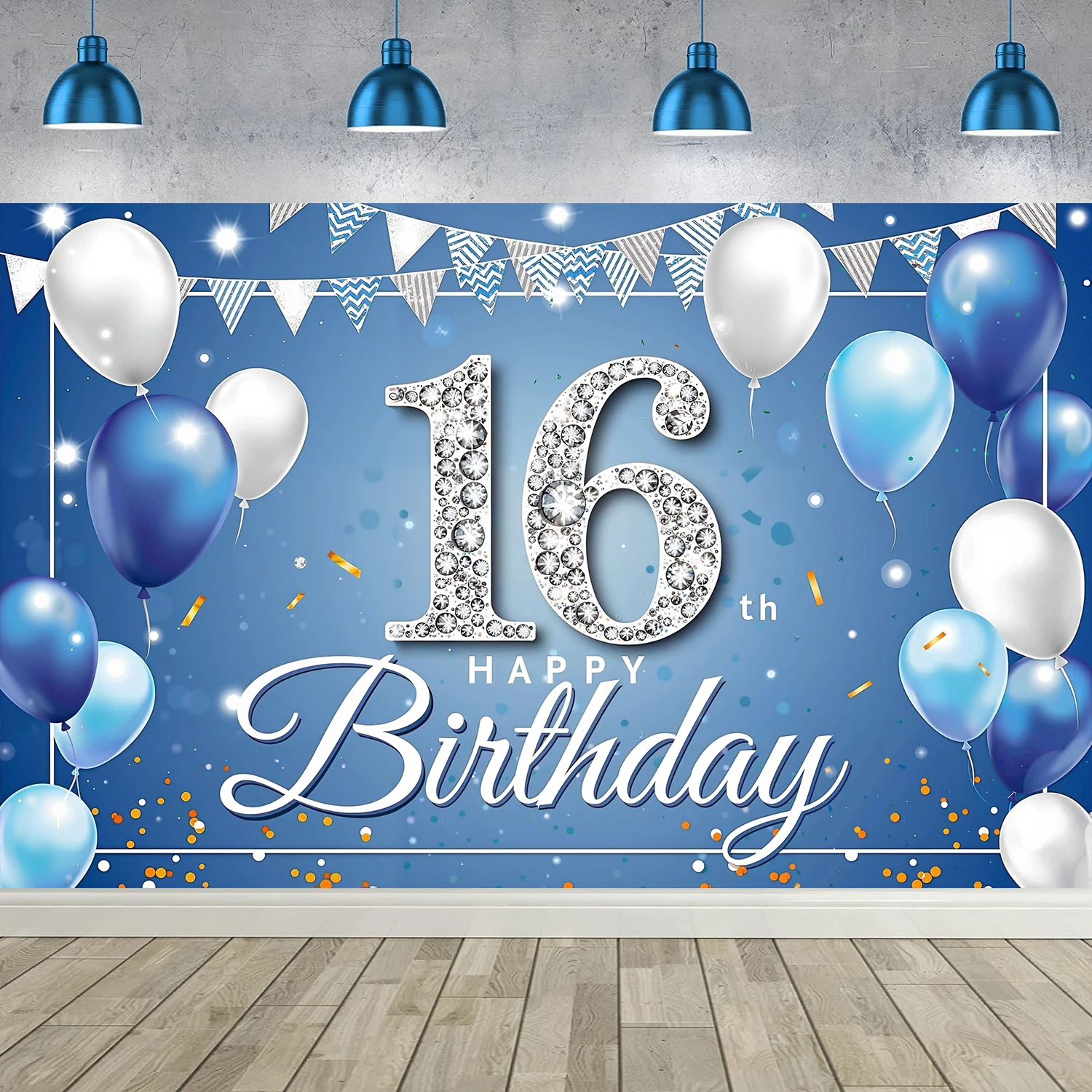 Синие воздушные шары фоны на 16-й день рождения для девочек и мальчиков